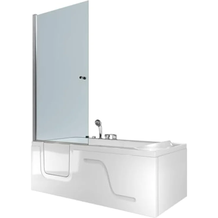 AcquaVapore Komplettdusche Kombi Duschkabine Whirlpool Seniorenwanne mit Tür S17D-EH-WP-R-EC, Sicherheitsglas ESG, inkl. Duschwanne, Integrierte Massagedüsen, Überlauf Abfluss, Whirlpool – Bild 1