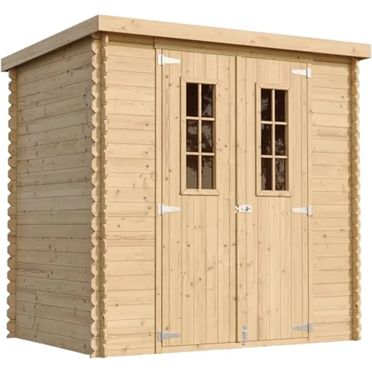 TIMBELA M311C Holzhaus Gartenhaus - Gartenschuppen Holz B204xL142xH200 cm/ 2,22 m2 Lagerschuppen für Garten - Fahrrad Schuppen - Wasserfestes Dach
