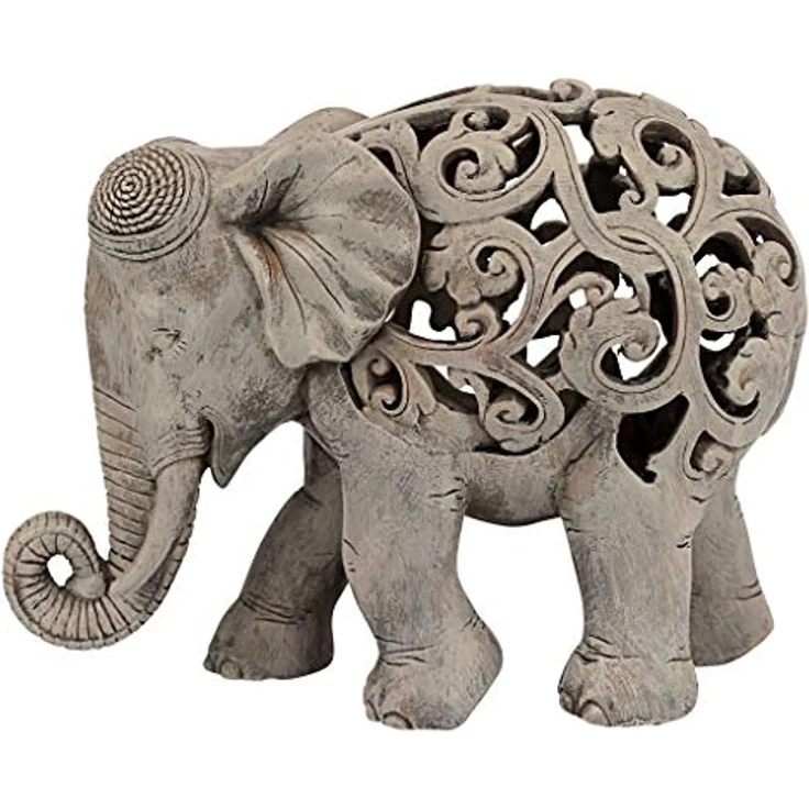 Design Toscano Anjan der Elefant indische Deko Jali Tierstatue, 30.5 cm, Gotischer Stein – Bild 7