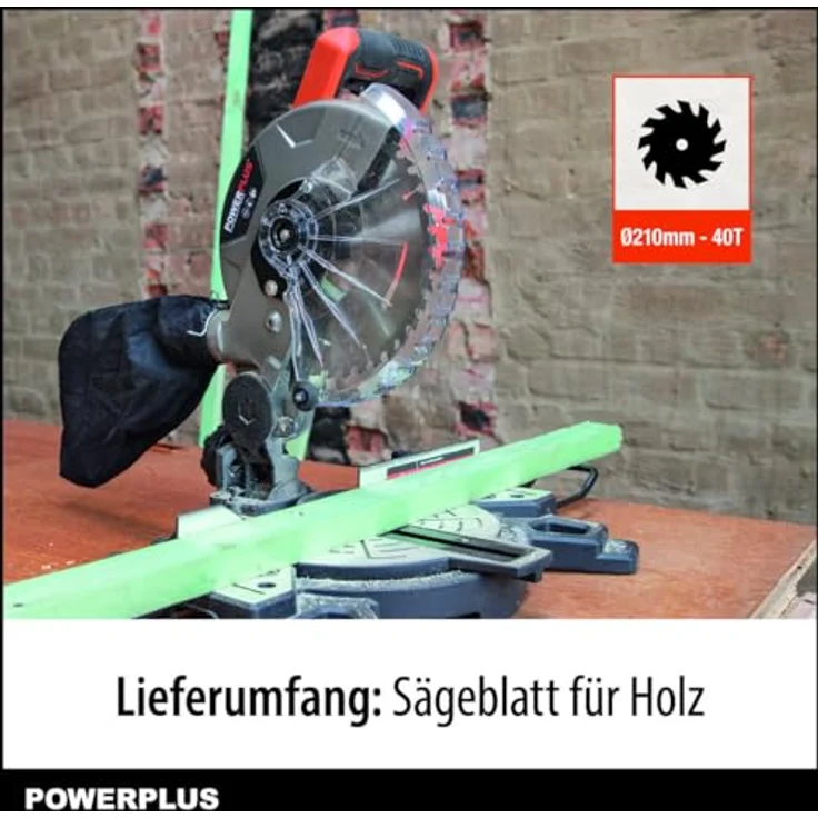 POWER plus Dual Power Akku Kapp und Gehrungssäge POWDP2550-20V, Gehrungs- und Kappsäge, Ø210mm, Stabile Sägegeschwindigkeit, Holzsägeblatt inklusive – Bild 3