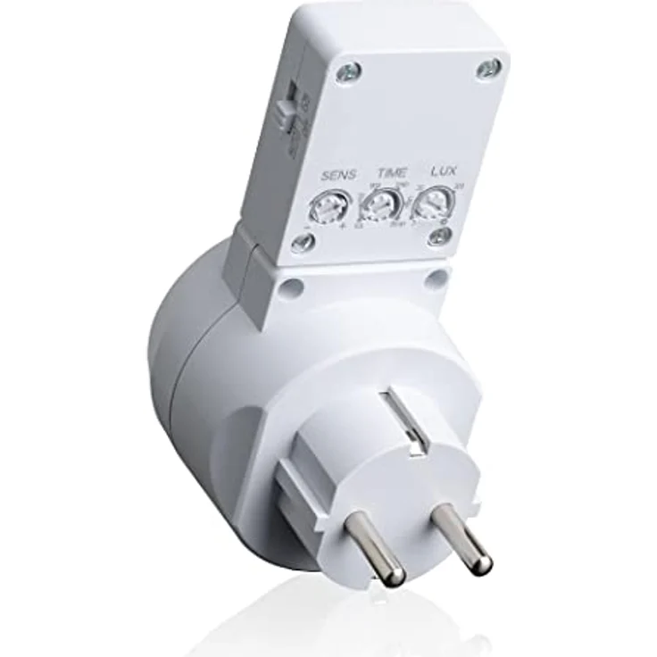 SEBSON Zwischenstecker PIR Bewegungsmelder, drehbarer Sensor, Schuko Stecker 230V, Steckdose programmierbar, max. 1000W LED geeignet - Steckdosenadapter, Weiß – Bild 3