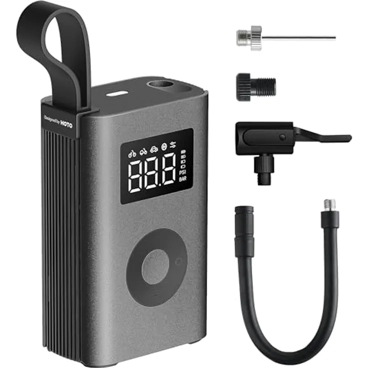 HOTO Elektrischer Luftkompressor ADV, 150PSI Kabelloser Reifenaufbläser mit LED-Licht, USB-C-Ladung, Ideal für Auto/Motorrad/Fahrrad/Ball