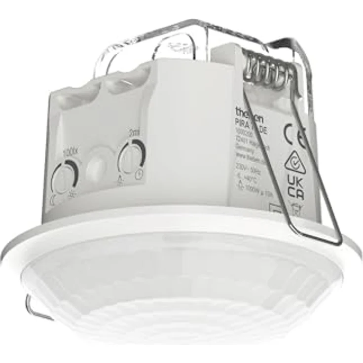 Theben 1030200 PIRA T8 DE, Bewegungsmelder für Innenbereich, 200 W LED, 360° Erfassungsbereich, Ø 8 m, Nachlaufzeit 5 s - 15 min, Deckeneinbau – Bild 1