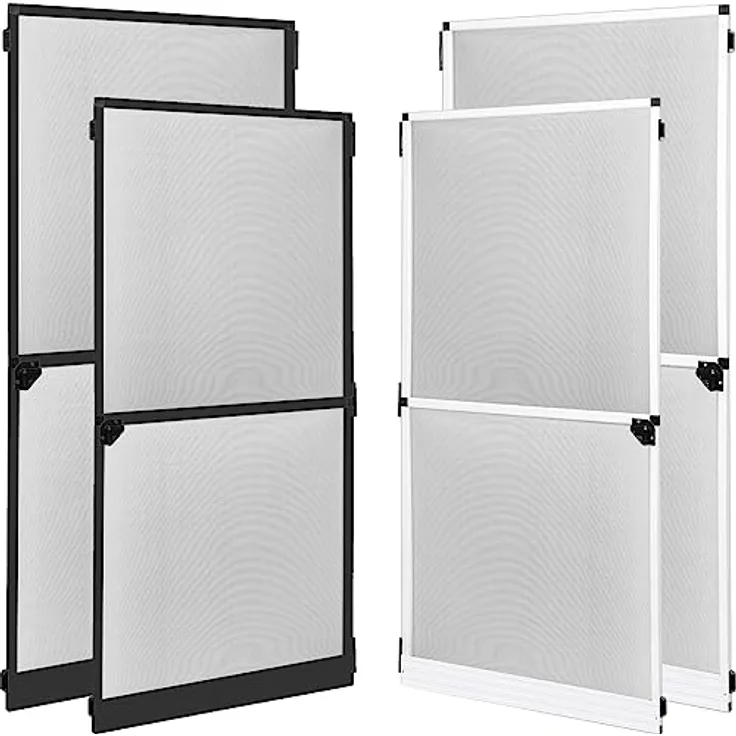 Grafner Fliegengitter Tür, Aluminiumrahmen mit Türschließer und Trittschutz, individuell zuschneidbar, Fiberglas-Gewebe, slim Design, weiß, 120 x 240 cm