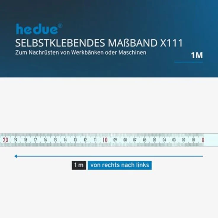 Hedue X111 Selbstklebendes Maßband 1 m, von rechts nach links – Bild 3