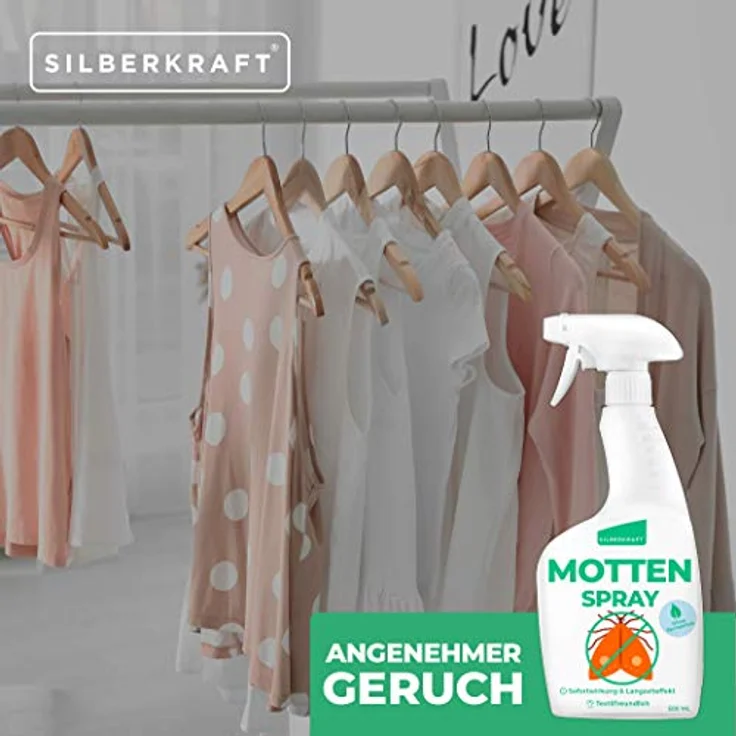 Silberkraft Mottenspray 500 ml - Sofort- und Langzeitwirkung - zur Motten Bekämpfung - Anti Kleidermotten Lebensmittelmotten - Zitronen-Duft – Bild 4