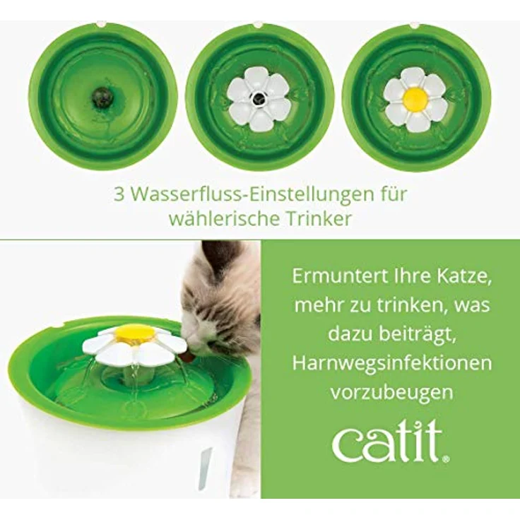 Catit Flower Fountain, Blumentrinkbrunnen für Katzen, 3L, weiß/grün, 1 Stück (1er Pack) – Bild 3