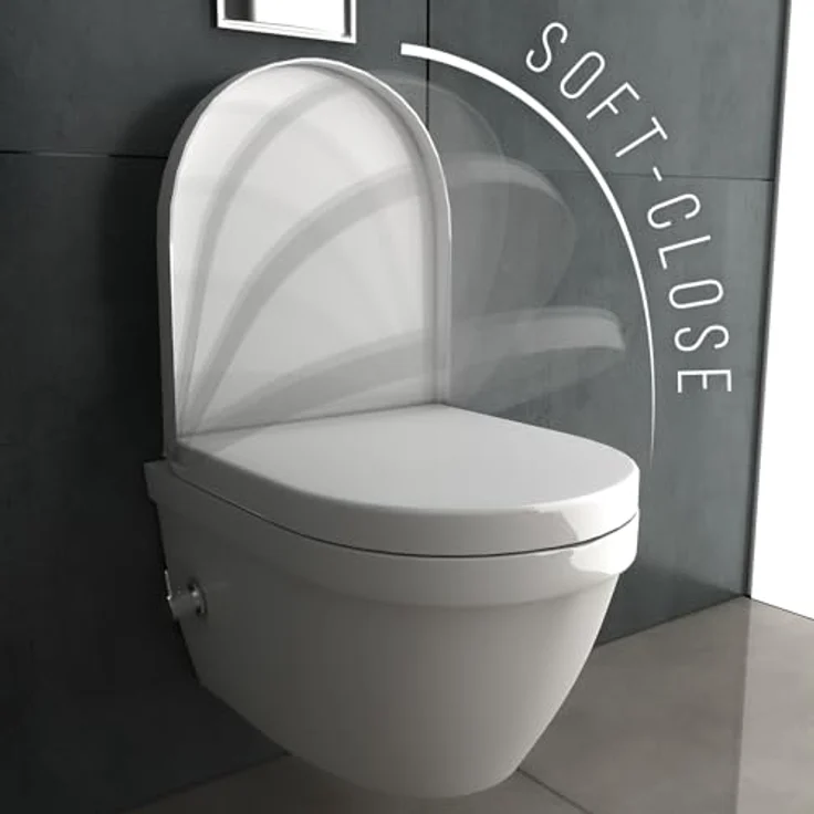 Alpenberger Spülrandloses WC mit Bidet Funktion | Dusch WC | Kloschüssel mit Armatur und Taharet Muslugu | Toilettendeckel mit Absenkautomatik | Hänge WC Toilette Passend Geberit (8250 U) – Bild 4