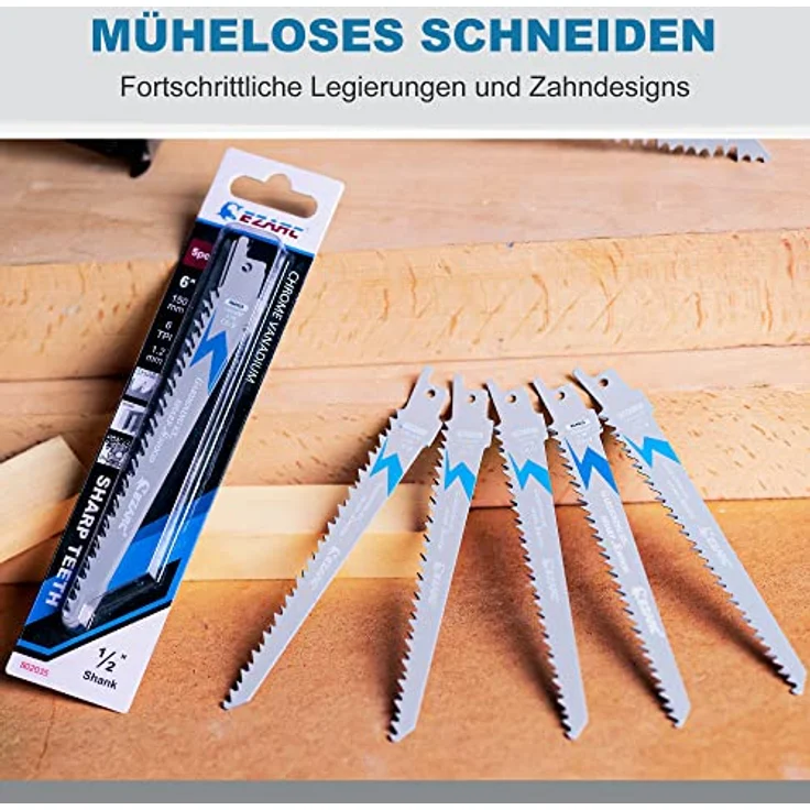 EZARC Säbelsägeblätter Set R644GS, 5-tlg. Holzschnitt, 150mm, 6TPI, langlebig und universal einsetzbar – Bild 3