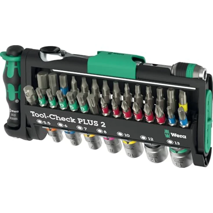 Wera Tool-Check PLUS 2 05049056001, 39-teiliges Bit-Set mit Kreuzschlitz-Phillips, BTZ-Ausführung und ergonomischem Bit-Ratschengriff – Bild 1