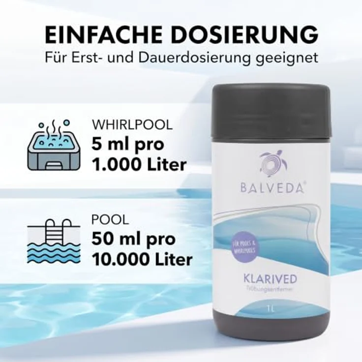 BALVEDA KLARIVED Trübungsentferner, pH-neutrales Mittel zur Langzeitbehandlung für kristallklares Wasser, 3x 1 L – Bild 7