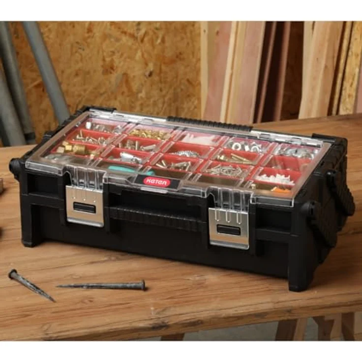 Keter 17185073 Sortimentskasten Master Pro Serie Cantilever 22 Zoll, Kunstoff, rot-silber – Bild 4