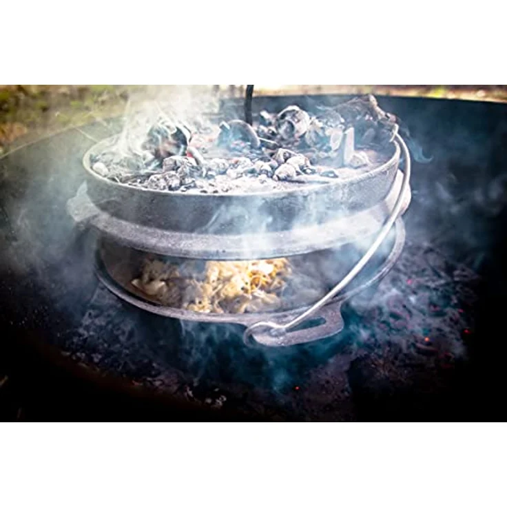 FireRocket Dutch Oven 6qt 5,5L mit Füßen Premium Gusseisen Schmortopf Gusstopf Feuertopf Bräter eingebrannt niederländischer Kochtopf – Bild 7