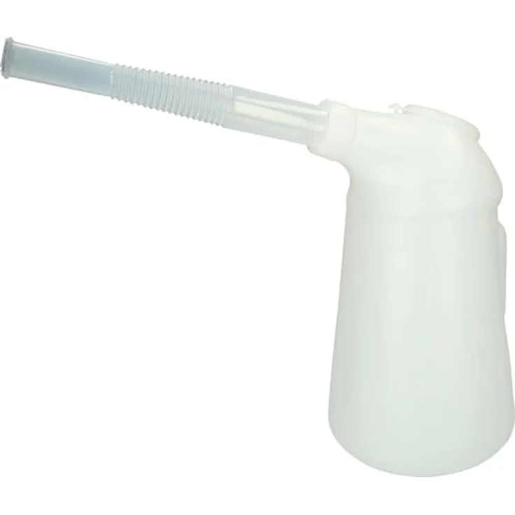KSTOOLS Messbecher mit flexiblem Auslauf, 5 Liter, bruchfest und öl- sowie chemikalienbeständig, weiß