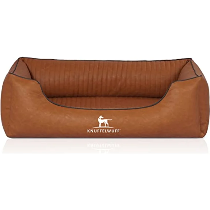 Knuffelwuff Orthopädisches Hundebett Hundesofa Hundekissen Hundekorb Chesapeake aus Laser gestepptem marmoriertem Kunstleder M-L 85 x 63cm Rusty – Bild 2