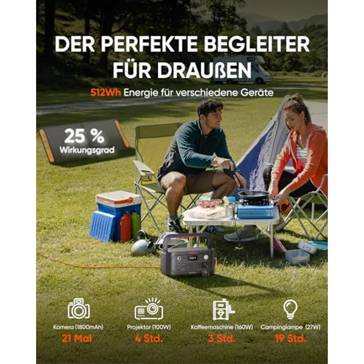 Jackery Explorer 500 V2, Tragbare Powerstation mit 512Wh LiFePO4 Akku, 500W Dauerleistung, Schnellladung und 6000 Zyklen für Camping und Notfälle – Bild 5
