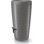 Spetebo Design Regentonne 240 L mit Wasserhahn - grau - Pflanzschale als Deckel - wetterfest frostsicher