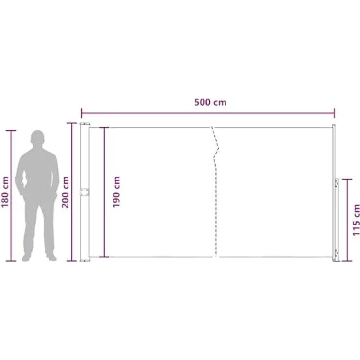 vidaXL Einziehbare Seitenmarkise, 300 cm, 100 % Polyester, UV- und wasserabweisend, verstellbarer Sonnenschutz für Terrasse und Garten – Bild 3