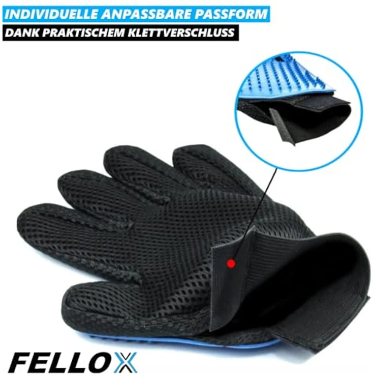 MAVURA FELLOX Fellpflegehandschuh Blau - Tierhaar Bürste für Hunde und Katzen, Glänzendes Fell, Massageeffekt, Gesunde Umgebung – Bild 5