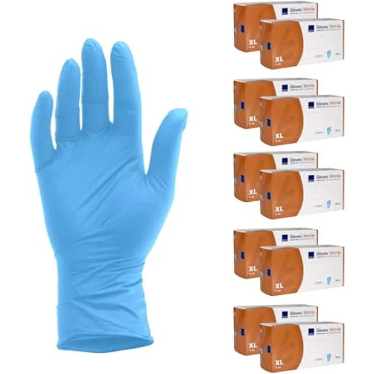 ABENA Nitrilhandschuhe XL, 2000 Stück – Einmalhandschuhe in Blau, puderfrei, latexfrei, reißfest, lebensmittelsicher, für vielseitige Anwendung – Bild 1