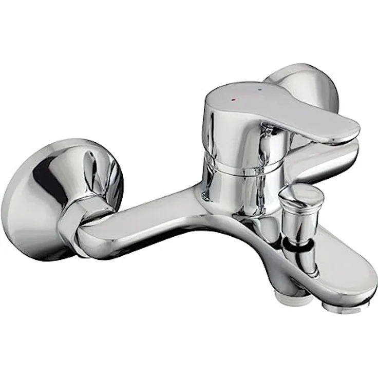 Schütte Badewannenarmatur Vico, hochglanzverchromt, Einhand-Bedienung mit Umsteller für Handbrause und Wannenauslauf, G 1/2 Anschluss, geräuscharme Kartusche