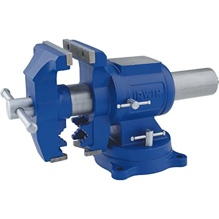 IRWIN 4935505 IW4935505, 12cm Schraubstock aus feinkörnigem Grauguss, 360 Grad drehbar, mit Drehteller und Ambossfläche – Bild 1