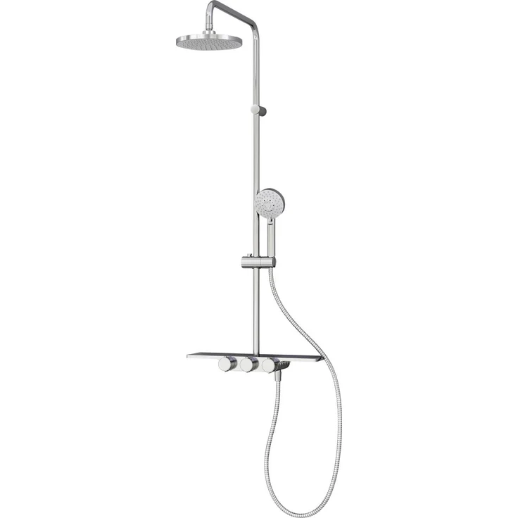 Schulte DuschMaster Rain III Modern Ablage, verchromt mit Sicherheitsthermostat und praktischer Ablage
