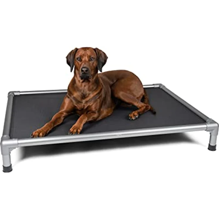TrendPet HighBed hochwertiges erhöhtes Hundebett, Premium Hochbett, Hundeliege aus eloxiertem Aluminium (75x55cm) – Bild 1