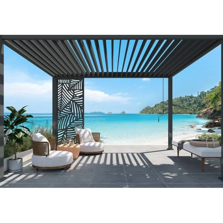 Weide Dekorative Wand für Pergola aus Aluminium, 93 cm, Graphitgrau, Sichtschutz mit optimaler Luftzirkulation – Bild 2