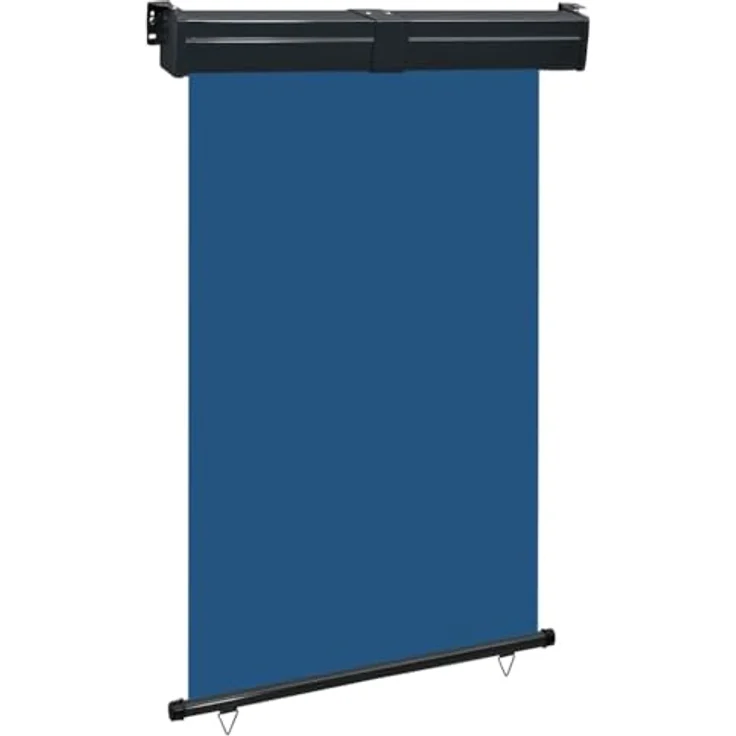 Vidaxl Balkon-Seitenmarkise 120 × 250 cm Blau, UV-beständig, automatisches Zurückrollen, Montage an Wand und Decke – Bild 1