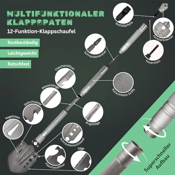 Berger & Schröter Klappspaten 27006 mit Tasche, Säge und Klinge – Bild 2