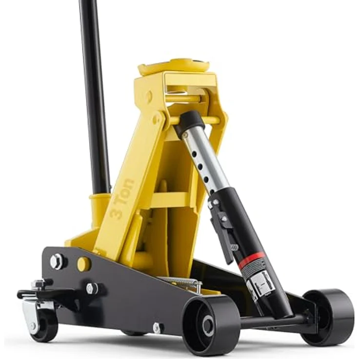 VEVOR Hydraulischer Rangierwagenheber 3T, Wagenheber mit 130-500 mm Hubhöhe, 125 mm Gummiauflage, Einzelzylinder und 360° Mobilität für PKW, SUV, Pickup, Werkstatt – Bild 1