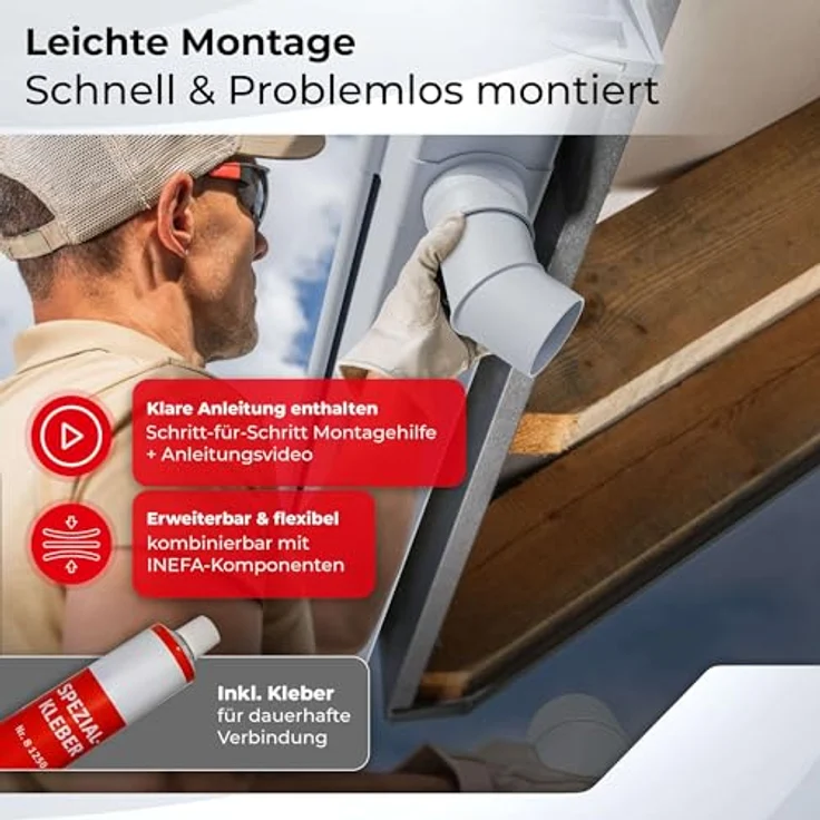 INEFA Dachrinnen Set PVC 3m NW 83 Kastenrinne, witterungsbeständig, für Gartenhaus und Carport, braun – Bild 12