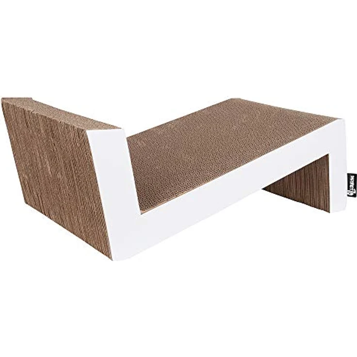 District 70 - 4727 - Sofa Kratzmöbel - Kratzbett aus Wellpappe - Größe S (60 x 28 x 18 cm), weiß – Bild 1