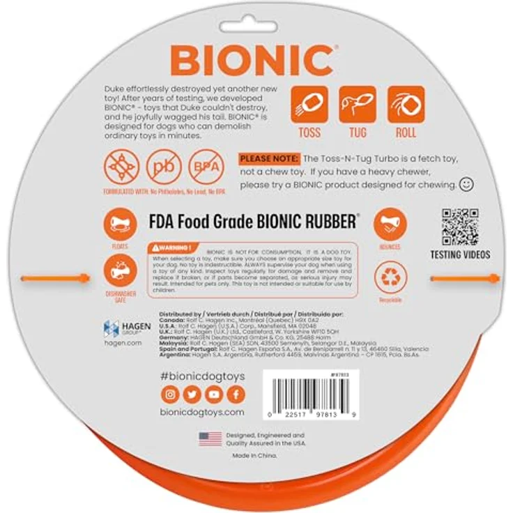 Bionic Toss-N-Tug Turbo, strapazierfähiges Tierspielzeug für Hochgeschwindigkeits-Verfolgungsjagden, schwarz – Bild 2