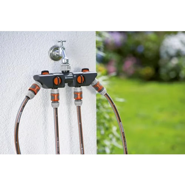 GARDENA 4-Wege-Verteiler: Anschlussmöglichkeit für bis zu 4 Geräte an den Wasserhahn, passend zu GARDENA Bewässerungscomputern & -uhren, Wasserdurchfluss regulier- und absperrbar (8194-20) 4078500819404 – Bild 3