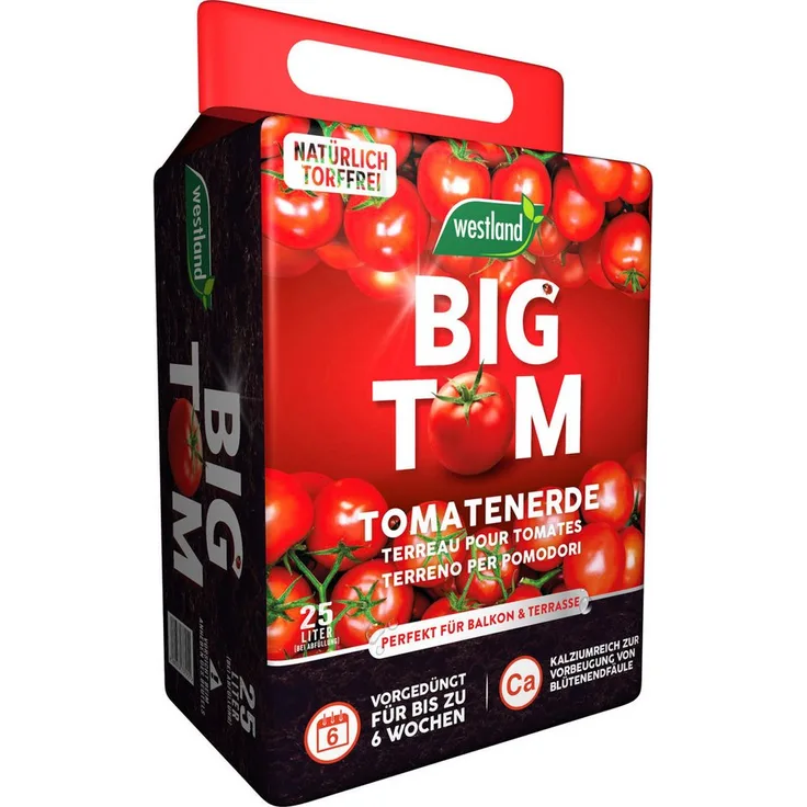 Westland Tomatenerde Big Tom, torffrei, Nährstoffmix für 3x mehr Tomaten, 25 L