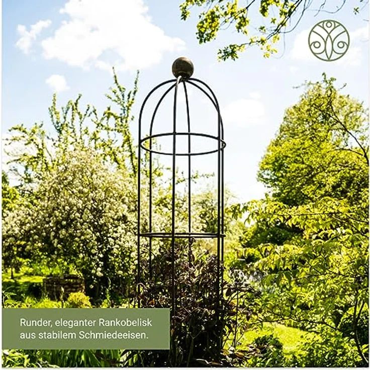 ELEO Rankobelisk Messina Set anthrazit schwarz - 140x29 und 160x34 cm Rankhilfe rund aus Metall - wetterfest, pulverbeschichtet - dekorativ und praktisch für den Garten – Bild 2