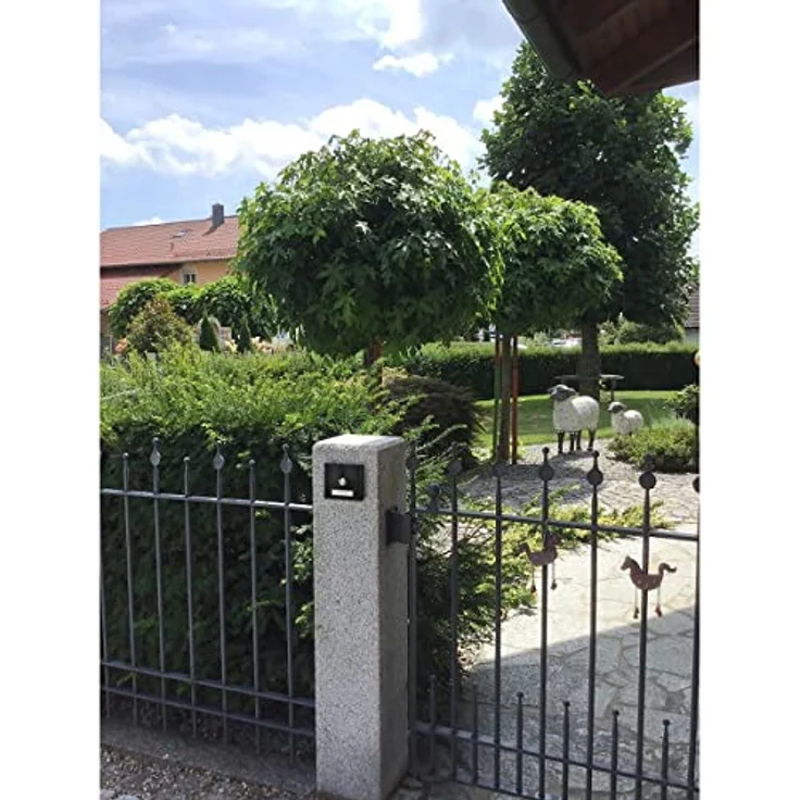 Metzler Funk-Türklingel Edelstahl V2A in RAL 9005 Tiefschwarz - hohe Reichweite, flach, Funkklingel mit austauschbarem Namensschild – Bild 4