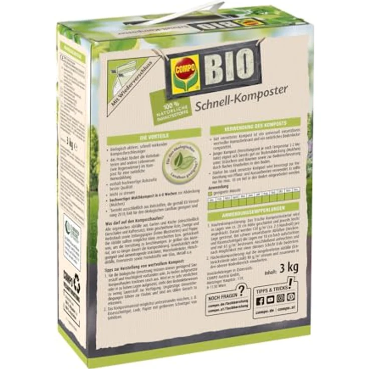 COMPO BIO Schnell-Komposter 3 kg, Biologischer Kompostbeschleuniger für organische Abfälle, schnell wirkend, ideal für Haufen- und Flächenkompostierung – Bild 2