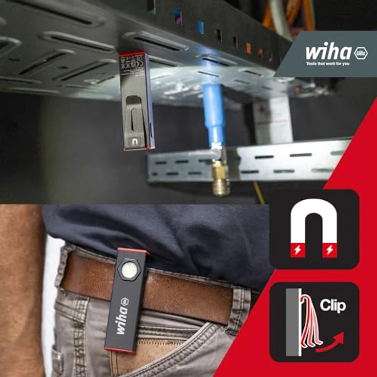 Wiha, Taschenlampe, Handleuchte 800 lm I 5 Leuchtmodi I Werkstattlampe aufladbar I Akku LED Taschenlampe super hell (9.70 cm, 800 lm) – Bild 4