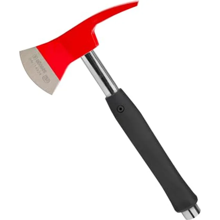 Dönges Feuerwehrbeil mit Dreikantschlüssel DIN 14924-FBD, rot lackierter Kopf, 350 mm, rutschfester Handgriff, 1,172 kg