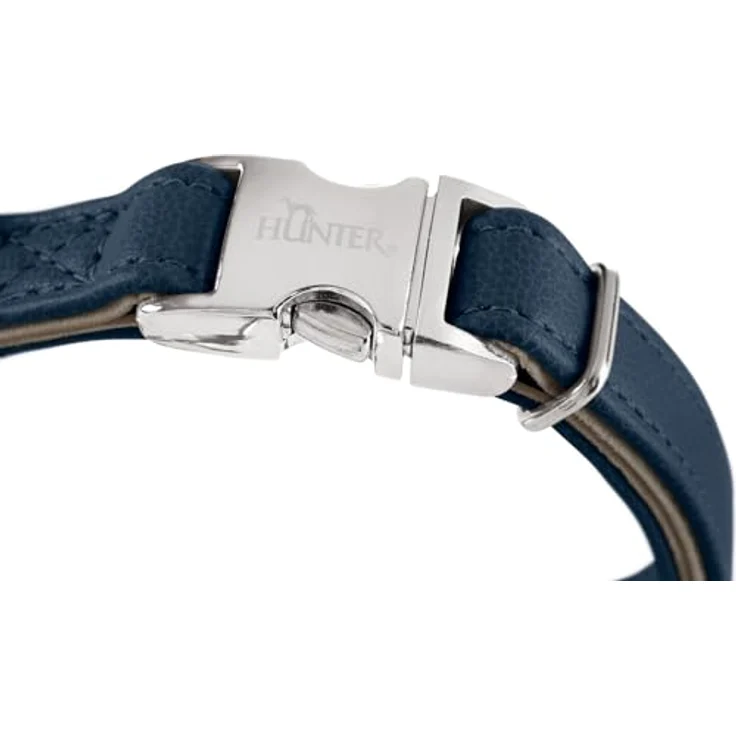 HUNTER Hundehalsung Amalfi ALU-Strong, stufenlos verstellbar, Kunstleder in Nappa-Optik, marineblau, Größe 30-45/M, Made in Germany – Bild 2