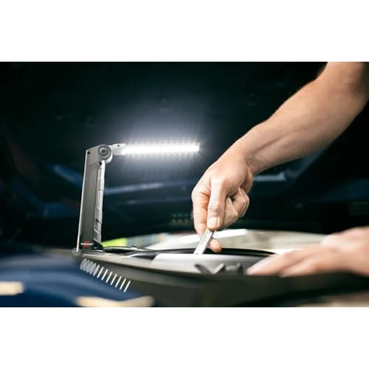 Brennenstuhl Akku LED Arbeitsleuchte SANSA 401 A/LED Werkstattlampe mit Akku und Magnet (max. 80h Leuchtdauer, 400+70lm, zusammenklappbar auf Taschenformat, inkl. USB C Ladekabel) – Bild 4
