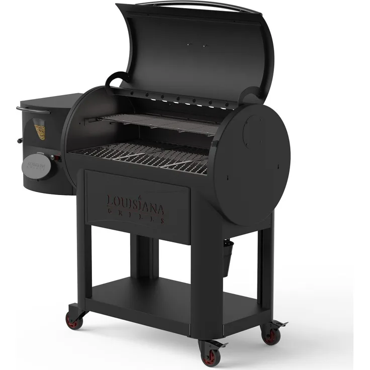 LOUISIÀNA Grills Smoker LG 1200 FP BLACK LABEL Pellet Smoker WiFi Control, Premium Pellet Grill mit 100% natürlichen Hartholzpellets, digitale Steuerung und 48.000 BTU - Mattschwarzes Design