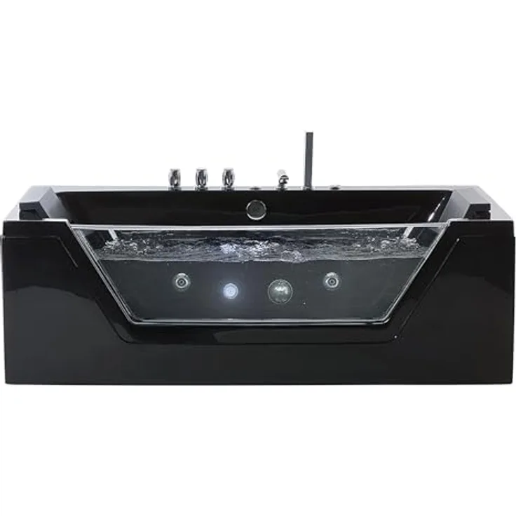 Whirlpool-Badewanne Schwarz 150 x 70 cm Sanitäracryl LED Beleuchtung 150 cm Modern