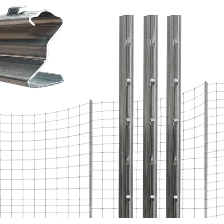 TRUTZHOLM Z-Profil Zaunpfosten 230 cm, feuerverzinkt, 10x Zaunpfähle, 1,5 mm Stärke, wetterbeständig und robust, Silber – Bild 1