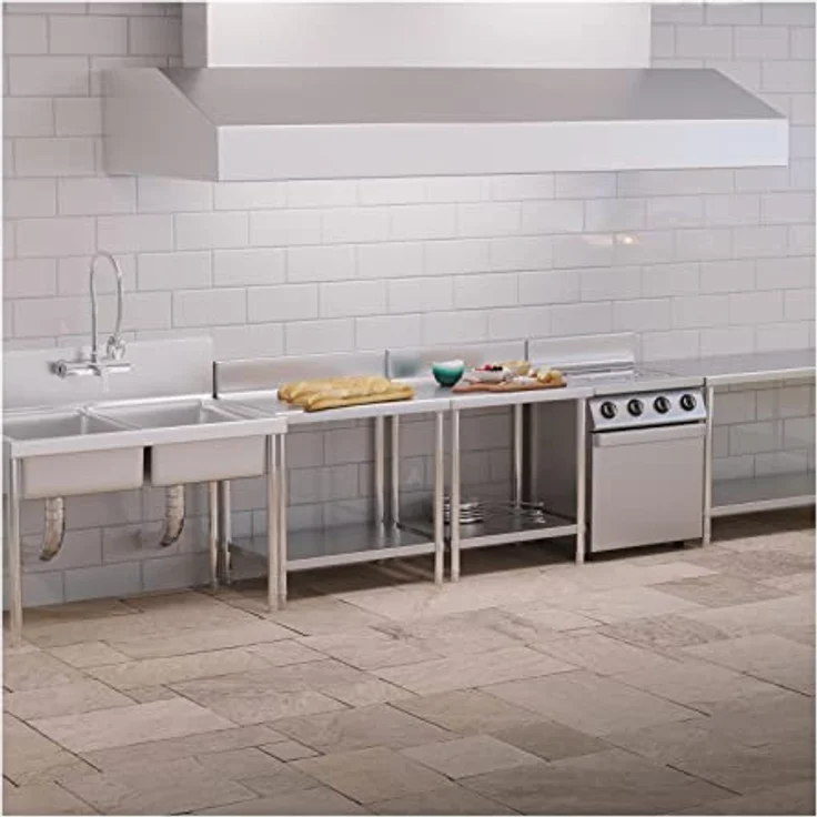 Royal Catering - Edelstahltisch Arbeitstisch Zerlegetisch Gastro Aufkantung 90 x 60cm – Bild 3