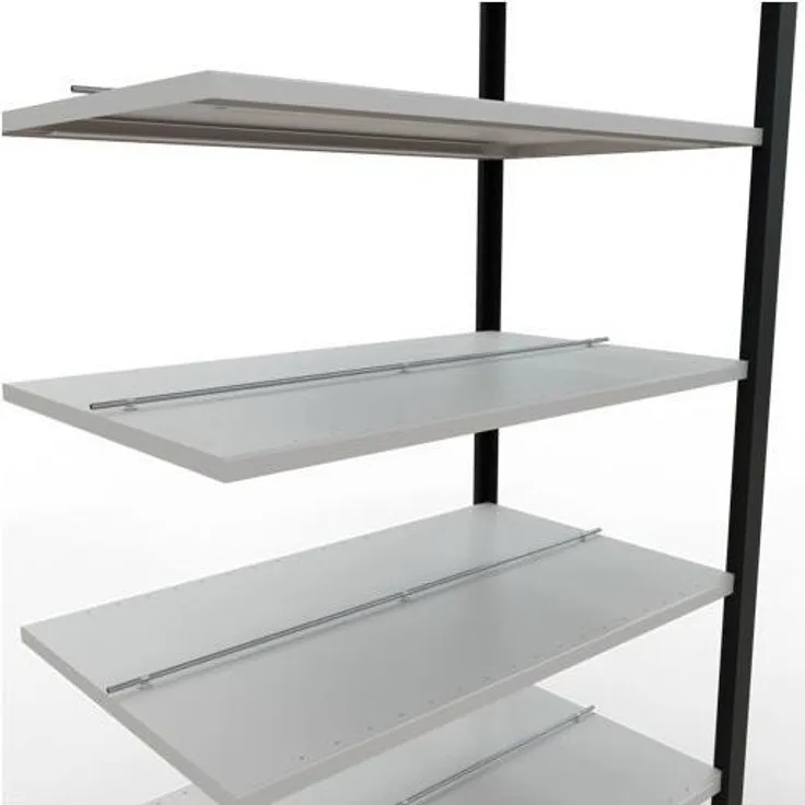 Schulte Lagertechnik Anbauregal MULTIplus150, Stecksystem mit 7 Fachböden, schwarz/RAL 7035 lichtgrau, 2300 x 1000 x 600 mm