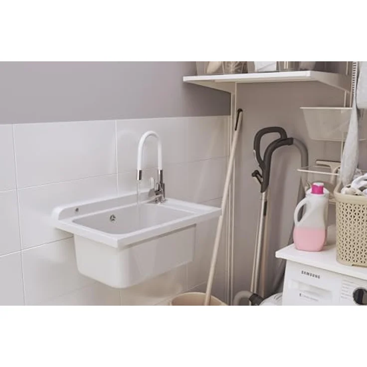 Granitan Kunststoffspüle MONZA Ausgussbecken - Waschtrog mit Siphon - Waschbecken 58x38x26,7 cm, verschiedene Farboptionen – Bild 2